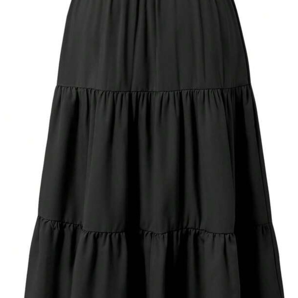 Black Tiered Maxi Skirt - Women